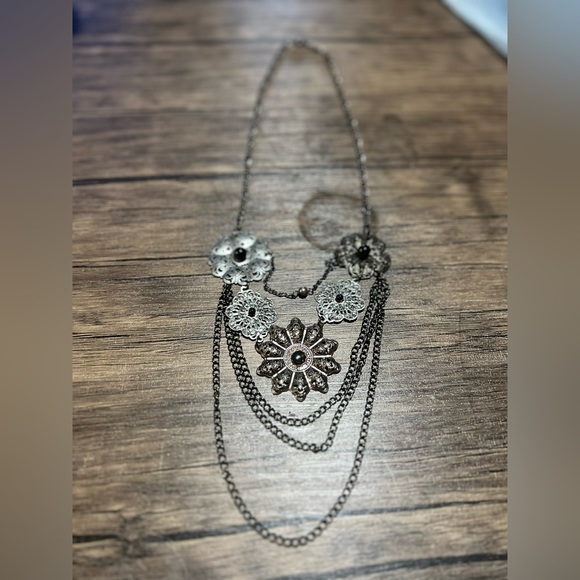 Mixit Cable Flower Collar Necklace - Picture 5 of 5